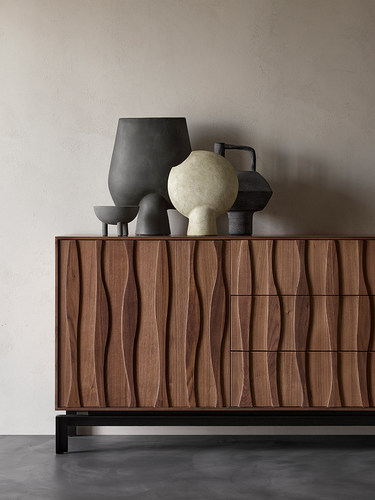 侘寂风实木餐边柜北美进口黑胡桃木储物柜意式高端设计Z