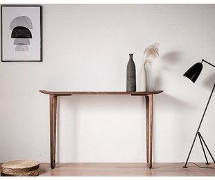 北欧现代简约黑胡桃木新中式实木供桌玄关桌翘头条案玄关案端景台