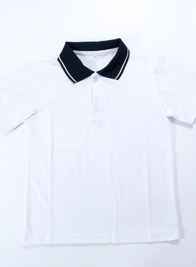 校服上衣初高中学生宽松韩版学院风男女班服翻领夏衣白色短袖t恤