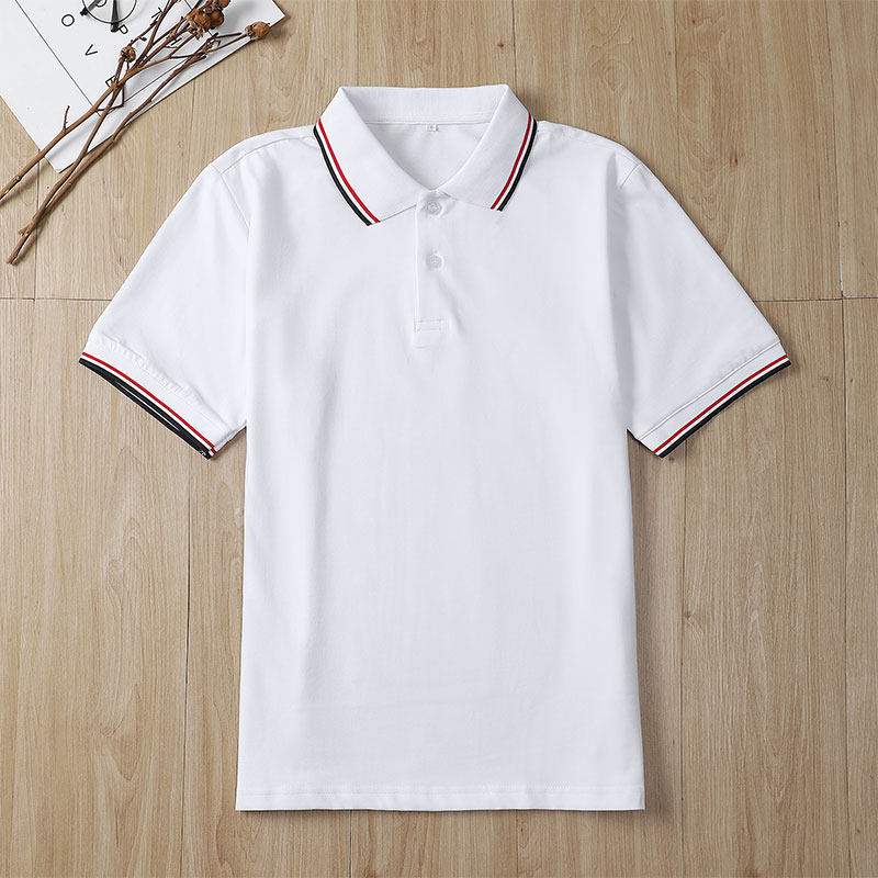 校服上衣新世纪夏衣男女polo衫初高中学生黑红杠翻领短袖t恤夏季