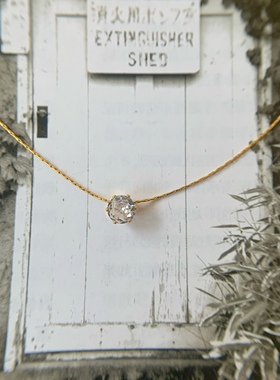 不掉色！轻奢 钛钢镀18K金气质百搭闪钻单钻女项链短链锁骨链