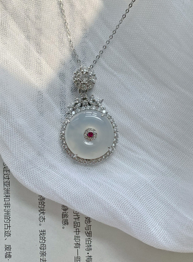 通体925纯银天然冰种玉髓如意文艺清纯贵妇短款项链锁骨链