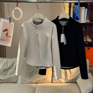 显瘦立领夹克短外套 石墨烯发热保暧双面绒修身 LU家同款 超显身材