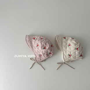 宝宝保暖帽子秋冬护耳帽女孩1 冬防风帽 3岁可爱樱桃女童2025新款