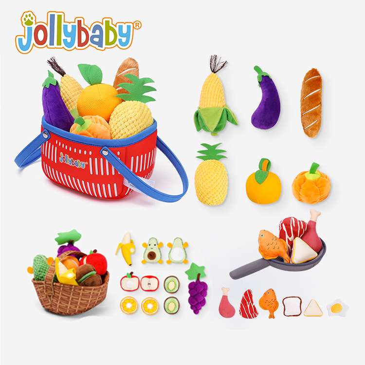 Jollybaby儿童宝宝早教启蒙仿真蔬菜水果篮过家家婴儿玩具