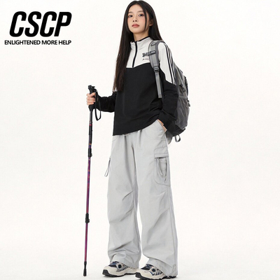 春季大口袋户外宽松工装裤男女