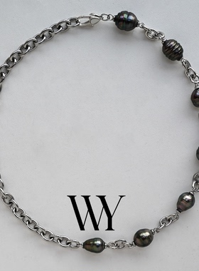 WY冬季新款原创设计天然海水大溪地拼接AB项链小众高级感锁骨链