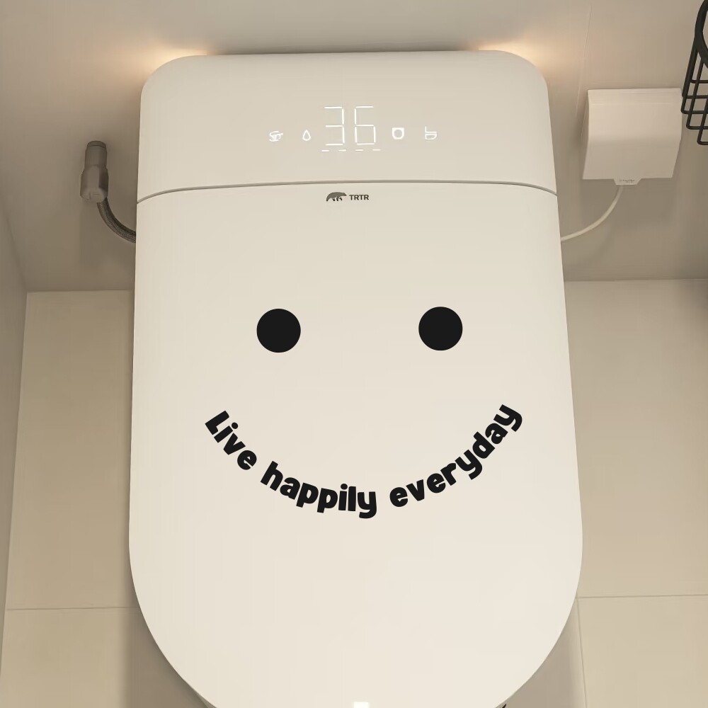 英文创意笑脸图案happy every day治愈家居马桶盖玻璃门装饰贴纸