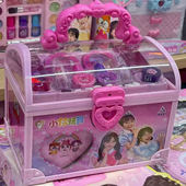 新款 儿童化妆品套装 化妆盒公主女童口红彩妆指甲油美甲手提箱玩具