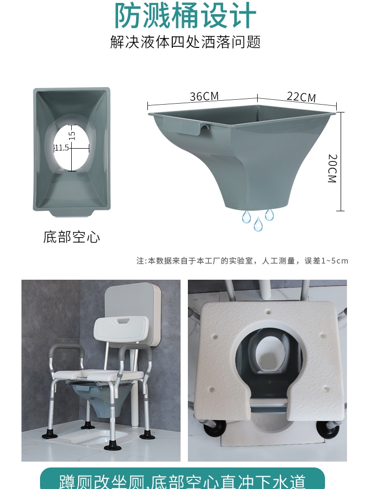 老人孕妇坐便椅残疾人厕所坐浴凳家用便盆椅子座便器洗澡椅子两用