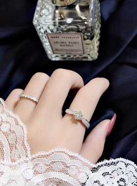 锆石超闪水钻日系风轻奢戒指