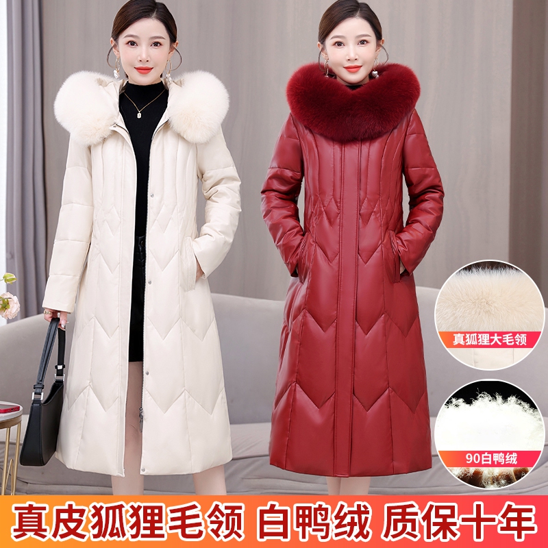 修身真皮中长款真狐狸毛领