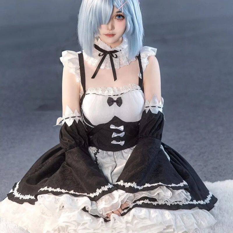蕾姆女仆cos服从零开始的异世lolita洛丽塔连