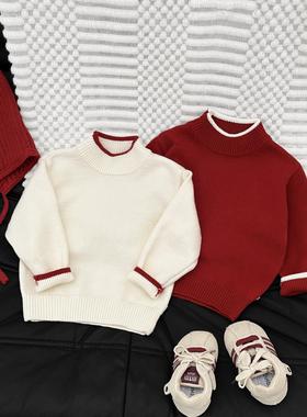 儿童毛衣2025新款秋冬季红色洋气男女宝针织衫婴新年喜庆过拜年服