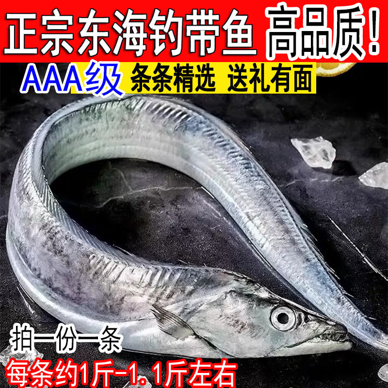 深海新鲜带鱼海鲜鲜活冷冻水产特级超大整条钓带鱼1条约1斤-1.1斤