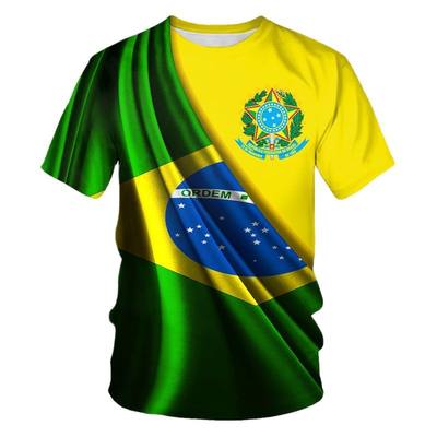 BRASIL Summer Men's T-Shirt Brazil National Emblem Flag Prin