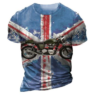 Men's T-Shirt Vintage Motorcycle Print 3D Motorcycle Clothin