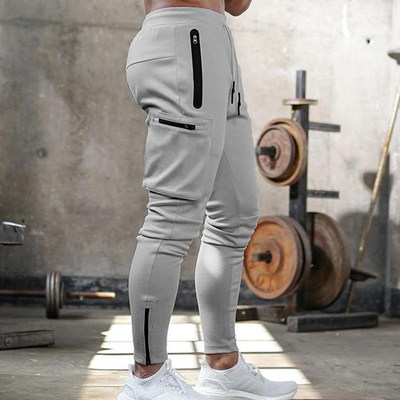Jogger Fitness Men's Sports Pants Multi-pocket Zipper Men's