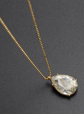 百搭水滴形水晶金色链条锁骨链