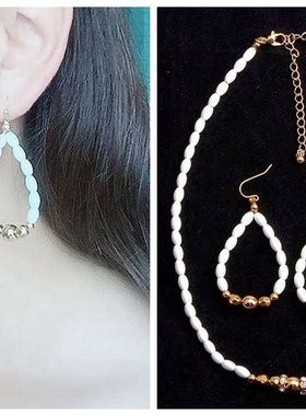 镀金饰品白色水晶宝石项链耳环