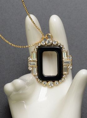 欧美几何菱形水晶宝石锁骨链项链