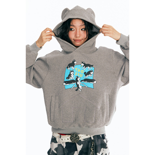 1997邮政局 肌理质感印花套头卫衣连帽帽衫 药九玖柒 小狗乐园