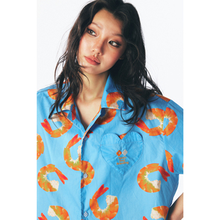 药九玖柒 “虾仁爱心”ALOHA度假休闲男女短袖衬衫/1997邮政局