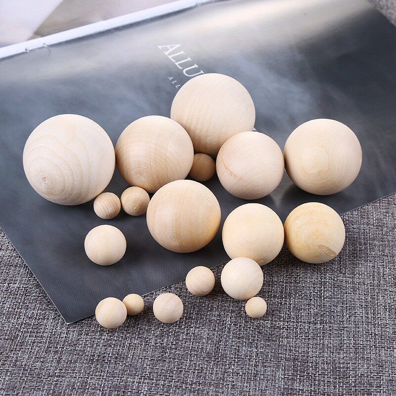 20颗 木球12345680mm圆木珠子原木打孔圆珠手串散珠diy配件logo