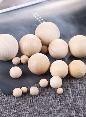 20颗 木球12345680mm圆木珠子原木打孔圆珠手串散珠diy配件logo