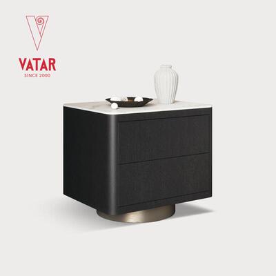 VATAR梵达床头柜意式床边柜别墅主卧室配套高级感实木岩板床头柜