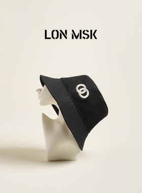 LON MSK 松弛感符号！刺绣LOGO黑色渔夫帽 遮阳简约百搭水桶盆帽