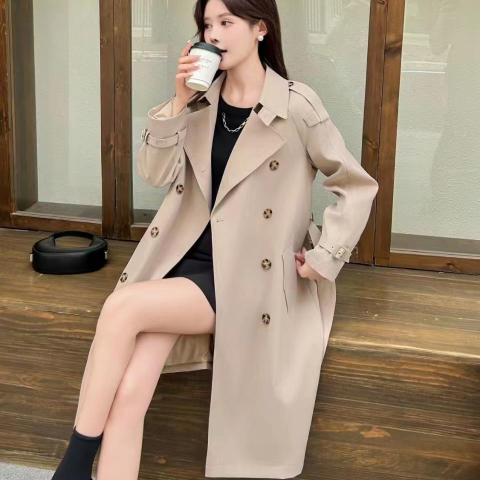 高端卡其色中长款风衣外套女士2025新款春秋小个子英伦风流行大衣