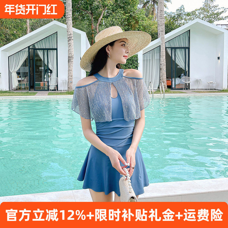 游泳衣女2026新款连体保守仙女范遮肚显瘦大码学生泡温泉小胸泳装