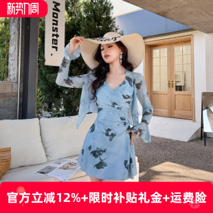 温泉泳装 泳衣女2026新款 遮肚绝美性感大码 防晒罩衫 高级感连体长袖