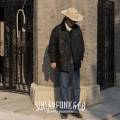 复古 Sugarfunk防风防水中长款 油蜡机车夹克战壕风衣美式 阿美咔叽