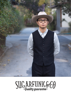 Sugarfunk日本加厚双层防水棉布猎装西部风马甲美式复古/阿美咔叽