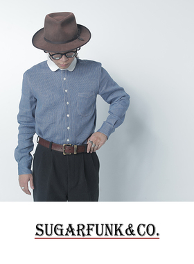 Sugarfunk生态棉麻温莎圆角小白领衬衫/美式复古/阿美咔叽/英式