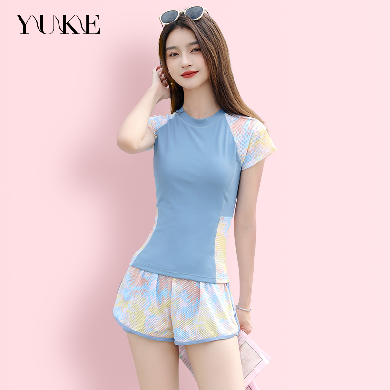 泳衣女保守遮肚分体式泡温泉显瘦两件套2021年新款时尚爆款游泳装