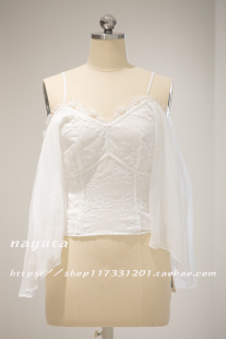 进口蕾丝吊带上衣露肩性感小上衣衬衫 秒杀 春夏新款 NAYUTA 359