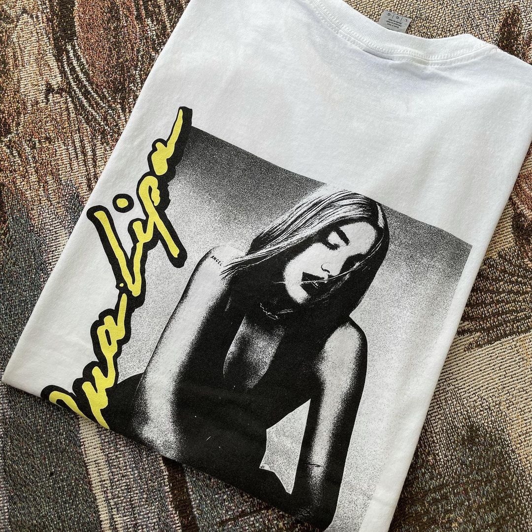 美式复古潮牌宽松大码短袖杜娃黎波DuaLipa印花圆领夏季insT恤