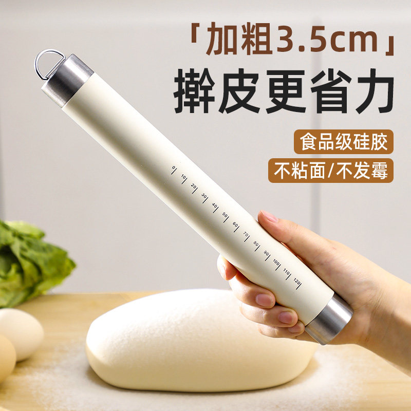 加粗硅胶擀面杖不粘省力图片