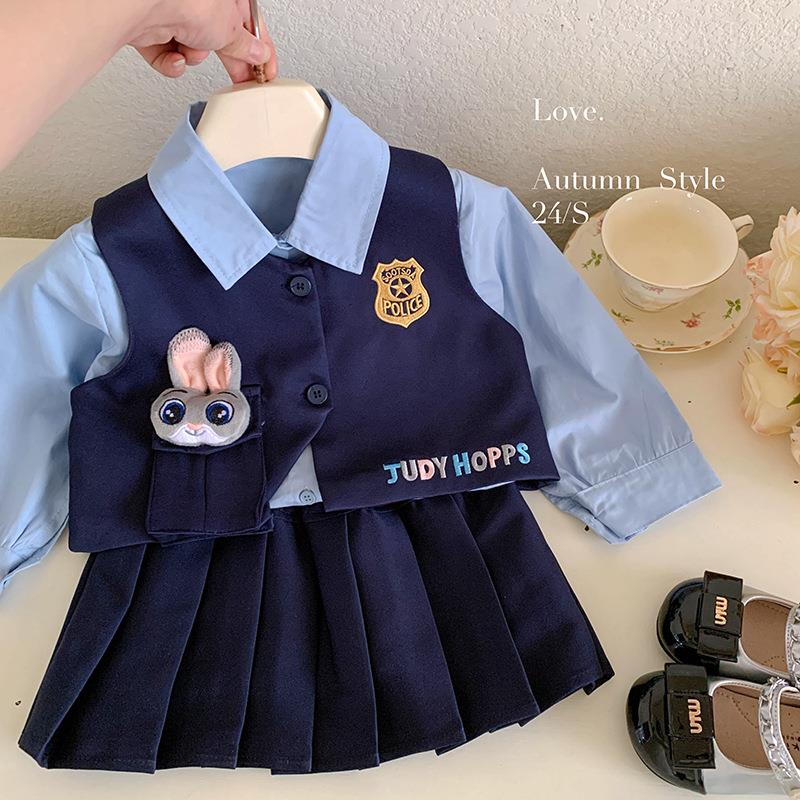 品牌折扣女童兔子警官衣服套装春秋款儿童学院风JK制服朱迪裙子时