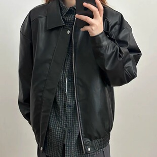 高街休闲宽松皮衣外套防风防水男女上衣外套 美式 春季 新款
