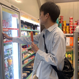 港风韩版长袖条纹衬衫男女春秋情侣款百搭休闲宽松小众打底衫外套