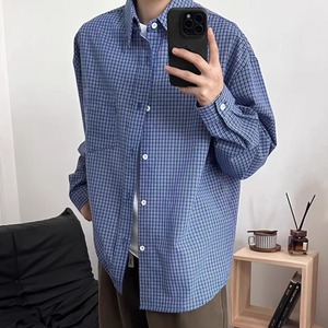 2025春秋新款衬衫男新款格子衬衫男宽松时尚衬衫休闲长袖衬衣衬衫