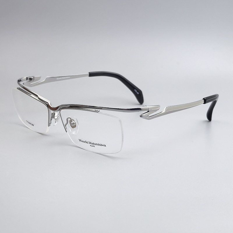 日本松岛半框男士眼镜架纯钛商务近视眼睛架