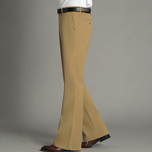 毛呢裤男士秋冬微喇叭裤男磨毛垂感阔腿裤高腰免烫直筒裤加厚长裤