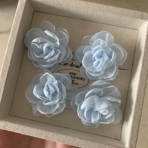 4.5厘米奶蓝色玫瑰花布艺花朵手工DIY配饰辅料娃衣发夹配件春夏