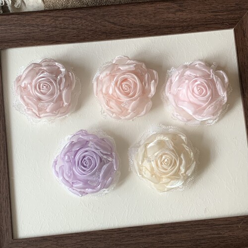 6.5cm超仙玫瑰花朵欧根纱手工DIY服装配饰辅料胸针发夹Lolita少女
