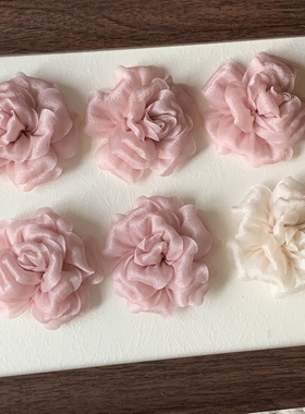 8cm超仙闪纱玫瑰花朵diy头饰发饰胸针包包婚纱礼服帽子辅料花8cm